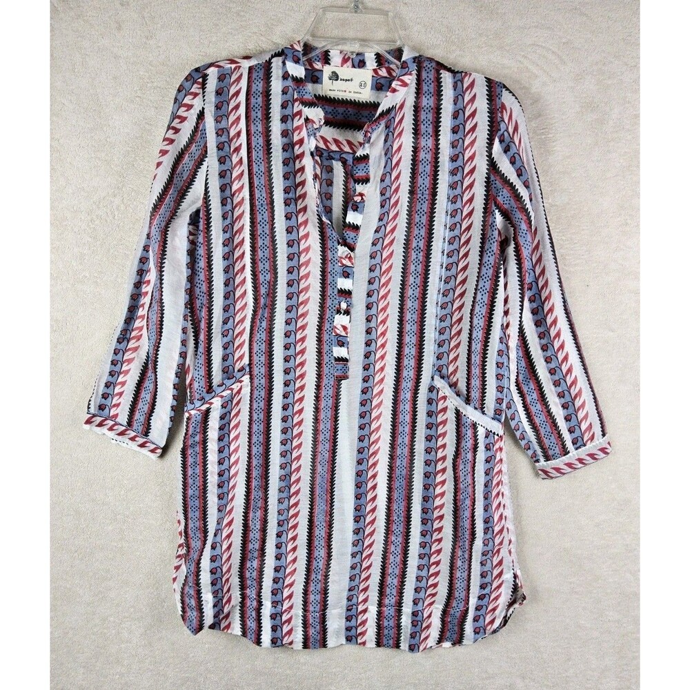 Kopal Anthropologie Women's 1/2 Button Lightweight Boho Tunic Top Size XS